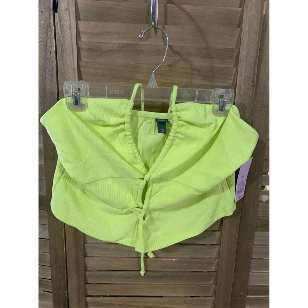 NWT Wild Fable Crop Halter Top Womens Size XXL Neon Yellow